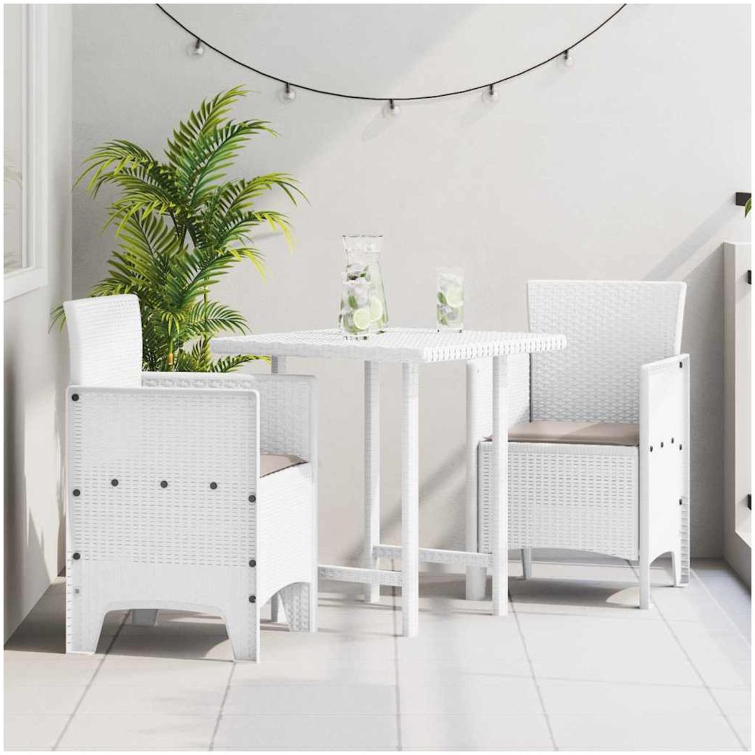 Trädgårdsstolar med Kuddar 2 st Vit Poly Rattan vidaXL 53 x 49 x 85 cm