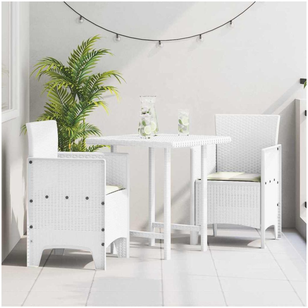 Trädgårdsstolar med Kuddar 2 st Vita Poly Rattan vidaXL 53 x 49 x 85 cm