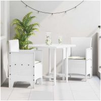 Trädgårdsstolar med Kuddar 2 st Vita Poly Rattan vidaXL