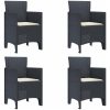 Trädgårdsstolar med Kuddar 4 st Antracit Konstrotting vidaXL 53 x 49 x 85 cm – miniatyr 2