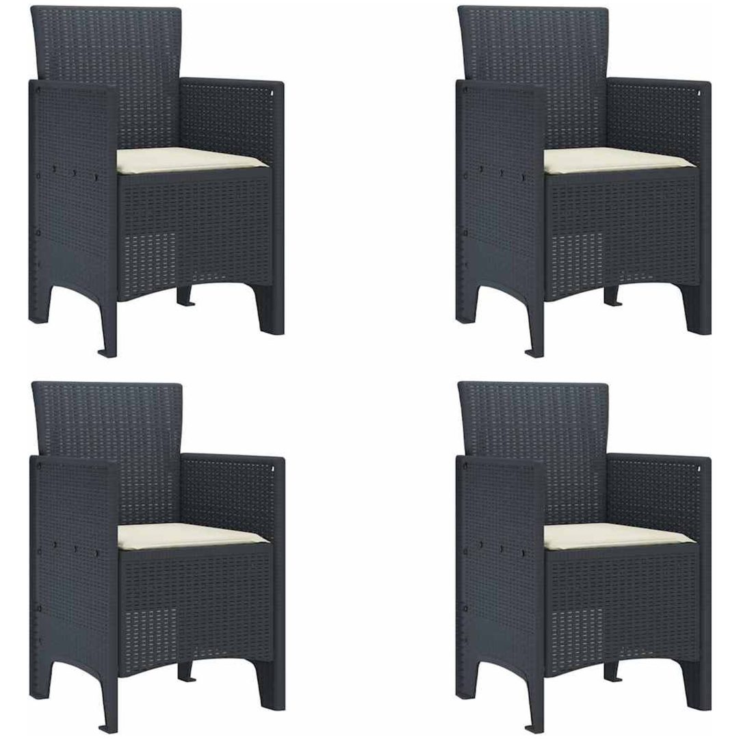 Trädgårdsstolar med Kuddar 4 st Antracit Konstrotting vidaXL 53 x 49 x 85 cm – bild 2