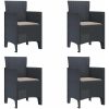Trädgårdsstolar med Kuddar 4 st Antracit Poly Rattan vidaXL Standard – miniatyr 2