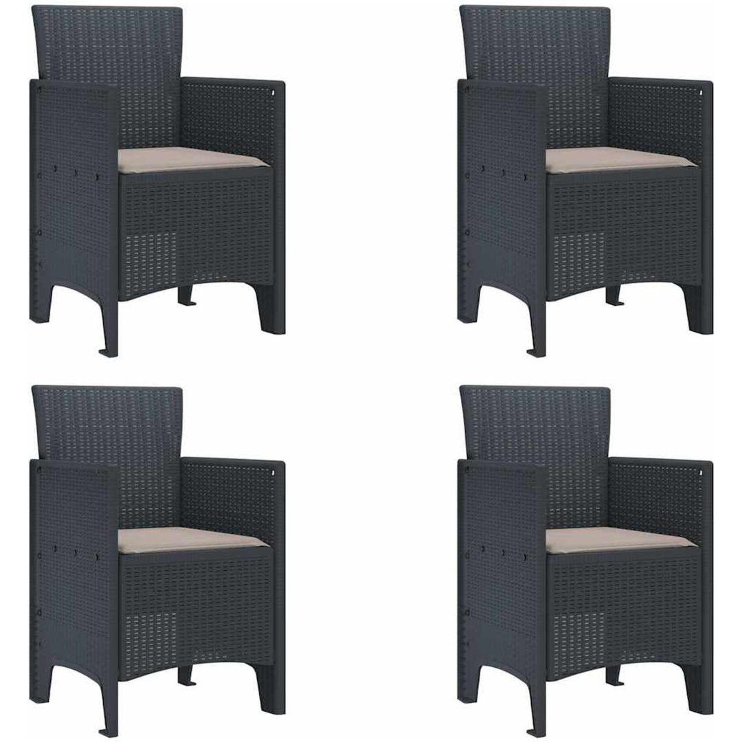 Trädgårdsstolar med Kuddar 4 st Antracit Poly Rattan vidaXL Standard – bild 2