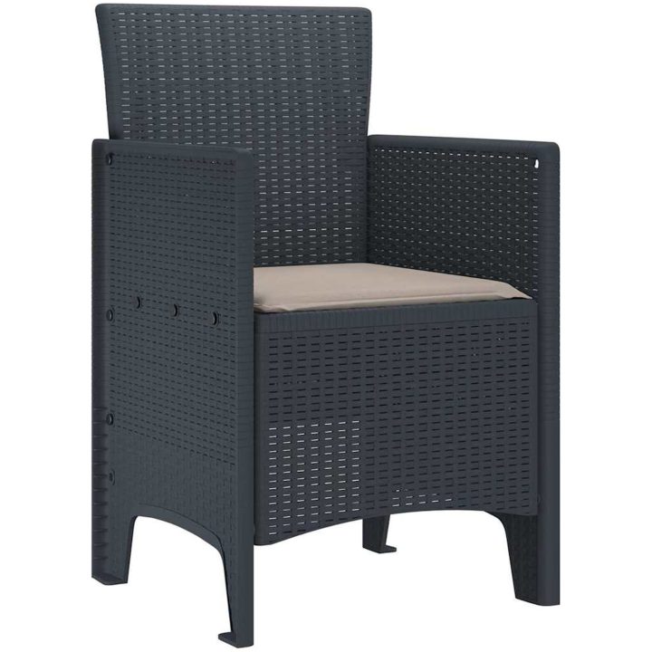 Trädgårdsstolar med Kuddar 4 st Antracit Poly Rattan vidaXL Standard – bild 4