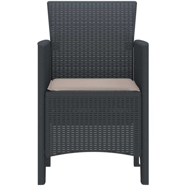 Trädgårdsstolar med Kuddar 4 st Antracit Poly Rattan vidaXL Standard – bild 6