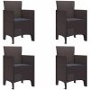Trädgårdsstolar med kuddar 4 st Brun Poly Rattan vidaXL 53 x 49 x 85 cm – miniatyr 2