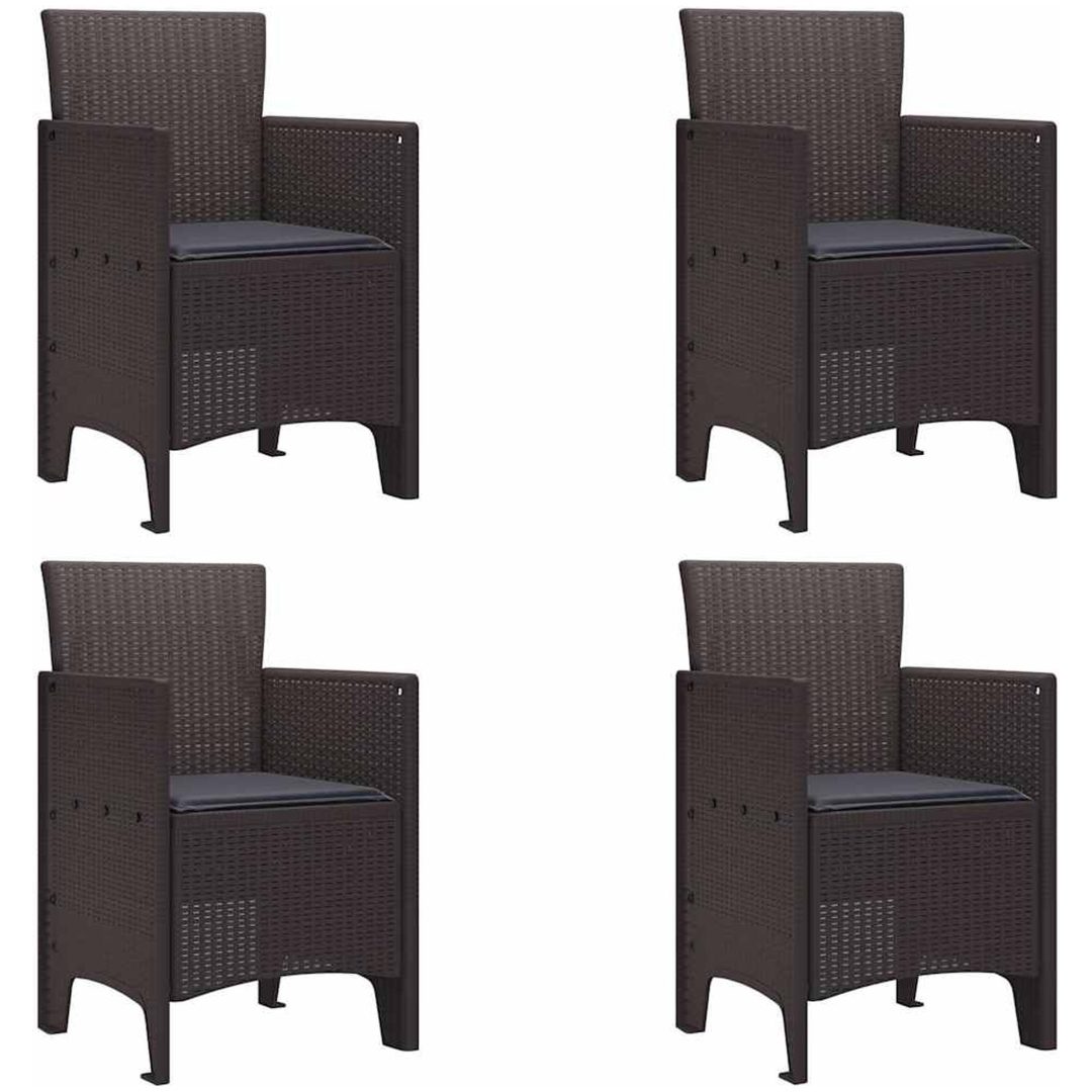 Trädgårdsstolar med kuddar 4 st Brun Poly Rattan vidaXL 53 x 49 x 85 cm – bild 2