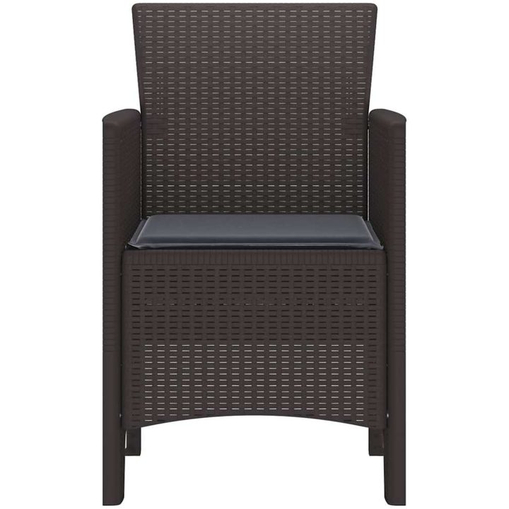 Trädgårdsstolar med kuddar 4 st Brun Poly Rattan vidaXL 53 x 49 x 85 cm – bild 5