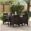 Trädgårdsstolar med kuddar 4 st Brun Poly Rattan vidaXL 53 x 49 x 85 cm – miniatyr 1
