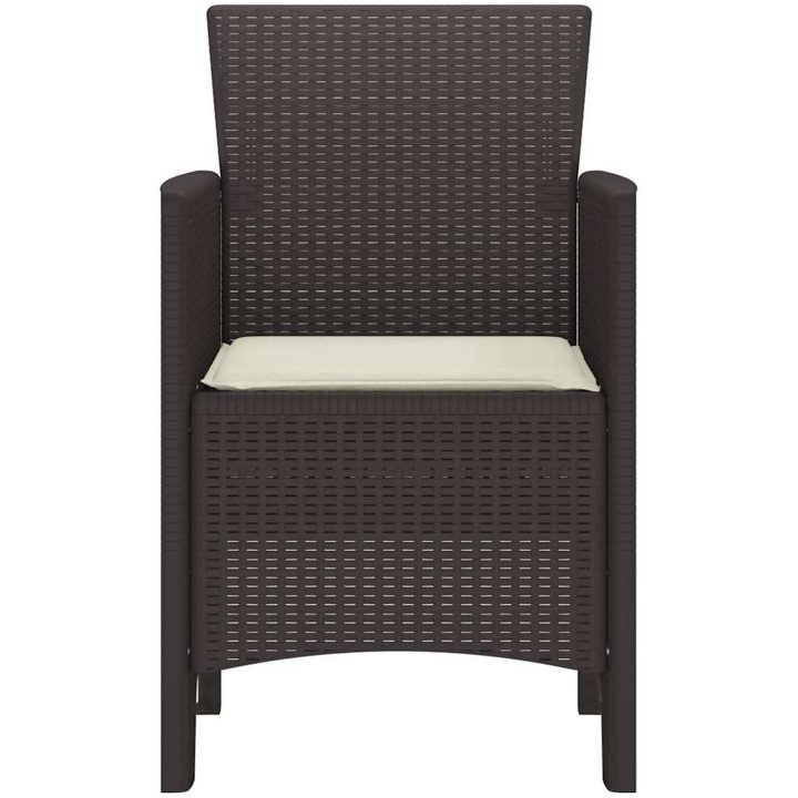 Trädgårdsstolar med kuddar 4 st Brun Polyrotting vidaXL 53 x 49 x 85 cm – bild 5
