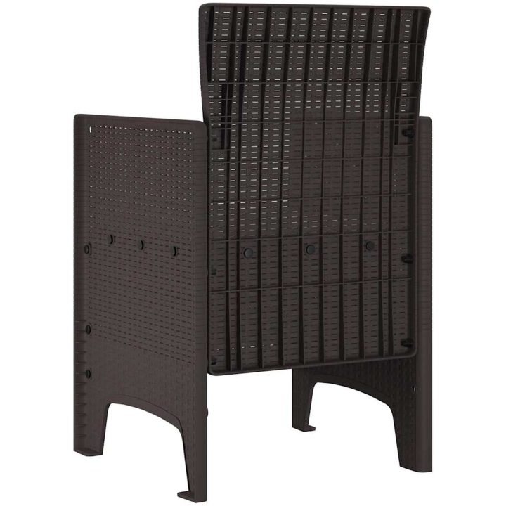 Trädgårdsstolar med kuddar 4 st Brun Polyrotting vidaXL 53 x 49 x 85 cm – bild 7