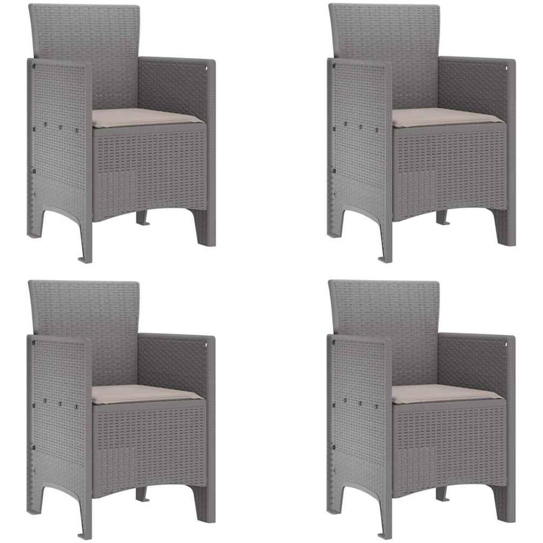 Trädgårdsstolar med Kuddar 4 st Ljusgrå Konstrotting vidaXL 53 x 49 x 85 cm – bild 2