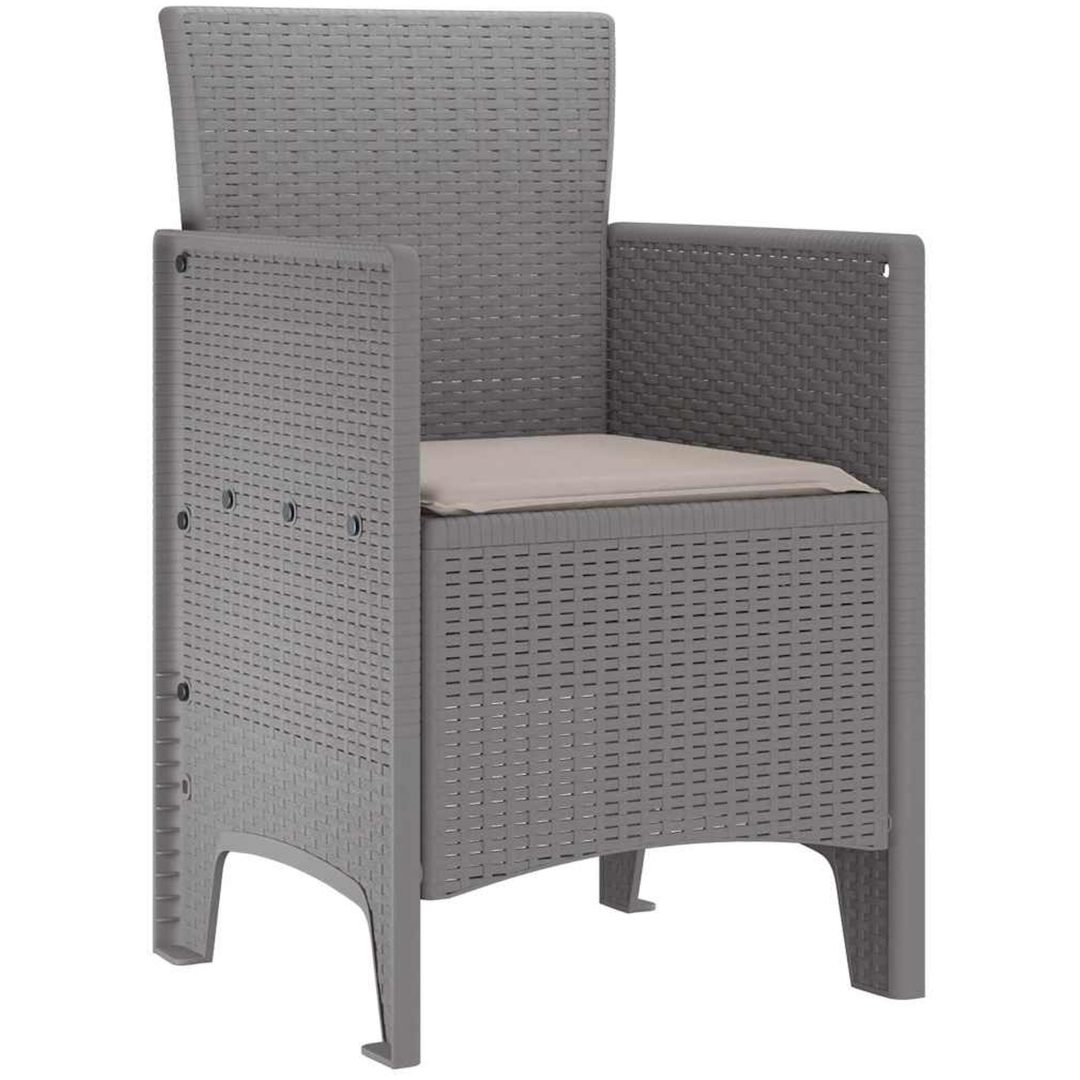 Trädgårdsstolar med Kuddar 4 st Ljusgrå Konstrotting vidaXL 53 x 49 x 85 cm – bild 4
