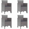 Trädgårdsstolar med Kuddar 4 st Ljusgrå Poly Rattan vidaXL 53 x 49 x 85 cm – miniatyr 2
