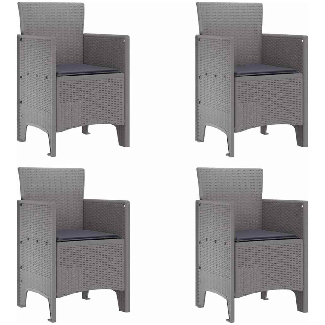 Trädgårdsstolar med Kuddar 4 st Ljusgrå Poly Rattan vidaXL 53 x 49 x 85 cm – bild 2