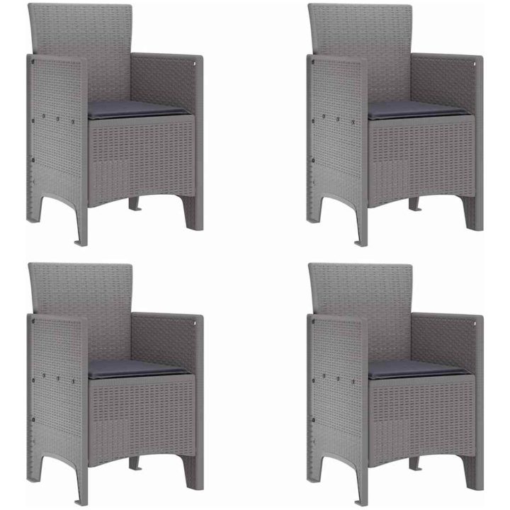 Trädgårdsstolar med Kuddar 4 st Ljusgrå Poly Rattan vidaXL 53 x 49 x 85 cm – bild 2