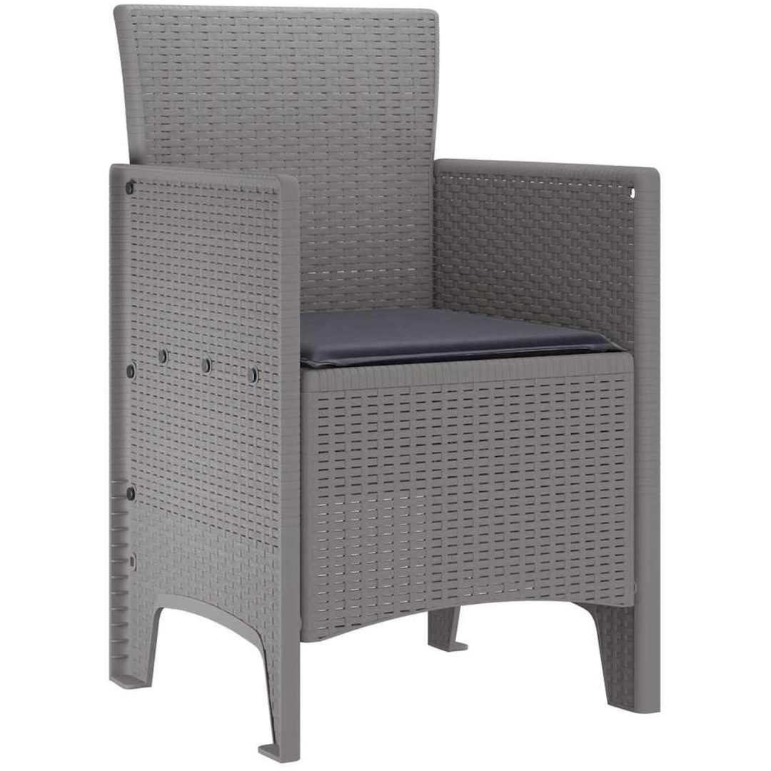 Trädgårdsstolar med Kuddar 4 st Ljusgrå Poly Rattan vidaXL 53 x 49 x 85 cm – bild 4