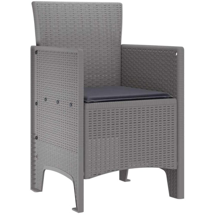 Trädgårdsstolar med Kuddar 4 st Ljusgrå Poly Rattan vidaXL 53 x 49 x 85 cm – bild 4