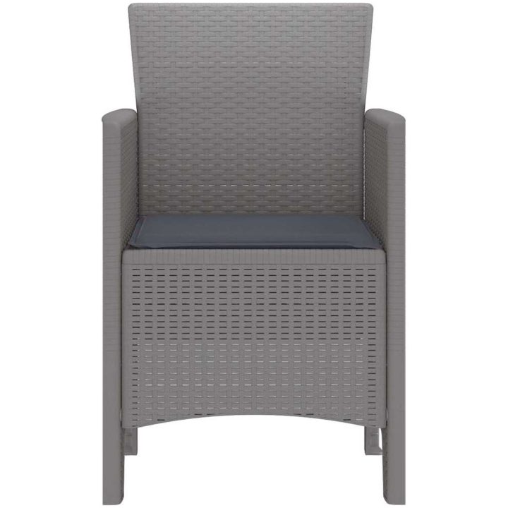 Trädgårdsstolar med Kuddar 4 st Ljusgrå Poly Rattan vidaXL 53 x 49 x 85 cm – bild 6