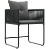 Trädgårdsstolar med Kuddar 4 st Svart Poly Rattan vidaXL 50.5 x 53.5 x 63 cm – miniatyr 2