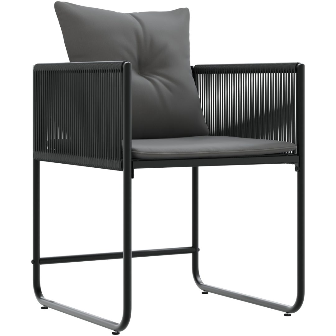 Trädgårdsstolar med Kuddar 4 st Svart Poly Rattan vidaXL 50.5 x 53.5 x 63 cm – bild 2
