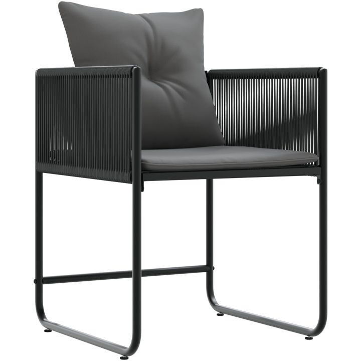 Trädgårdsstolar med Kuddar 4 st Svart Poly Rattan vidaXL 50.5 x 53.5 x 63 cm – bild 2