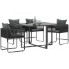 Trädgårdsstolar med Kuddar 4 st Svart Poly Rattan vidaXL 50.5 x 53.5 x 63 cm – miniatyr 3