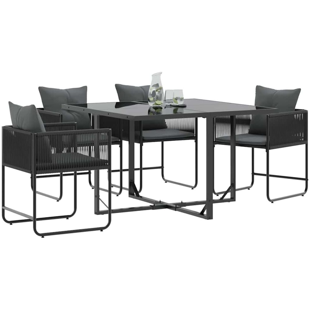 Trädgårdsstolar med Kuddar 4 st Svart Poly Rattan vidaXL 50.5 x 53.5 x 63 cm – bild 3