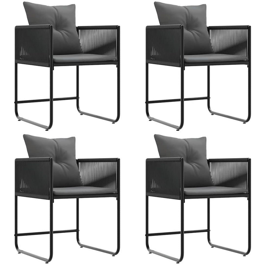 Trädgårdsstolar med Kuddar 4 st Svart Poly Rattan vidaXL 50.5 x 53.5 x 63 cm – bild 6