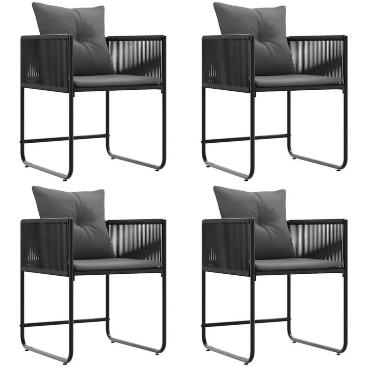 Trädgårdsstolar med Kuddar 4 st Svart Poly Rattan vidaXL 50.5 x 53.5 x 63 cm – bild 6