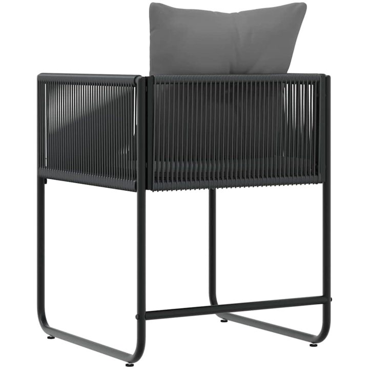 Trädgårdsstolar med Kuddar 4 st Svart Poly Rattan vidaXL 50.5 x 53.5 x 63 cm – bild 7