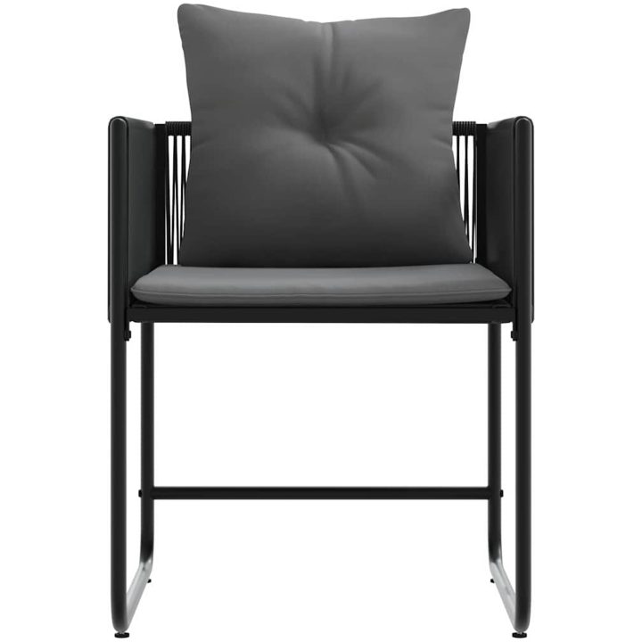 Trädgårdsstolar med Kuddar 4 st Svart Poly Rattan vidaXL 50.5 x 53.5 x 63 cm – bild 8