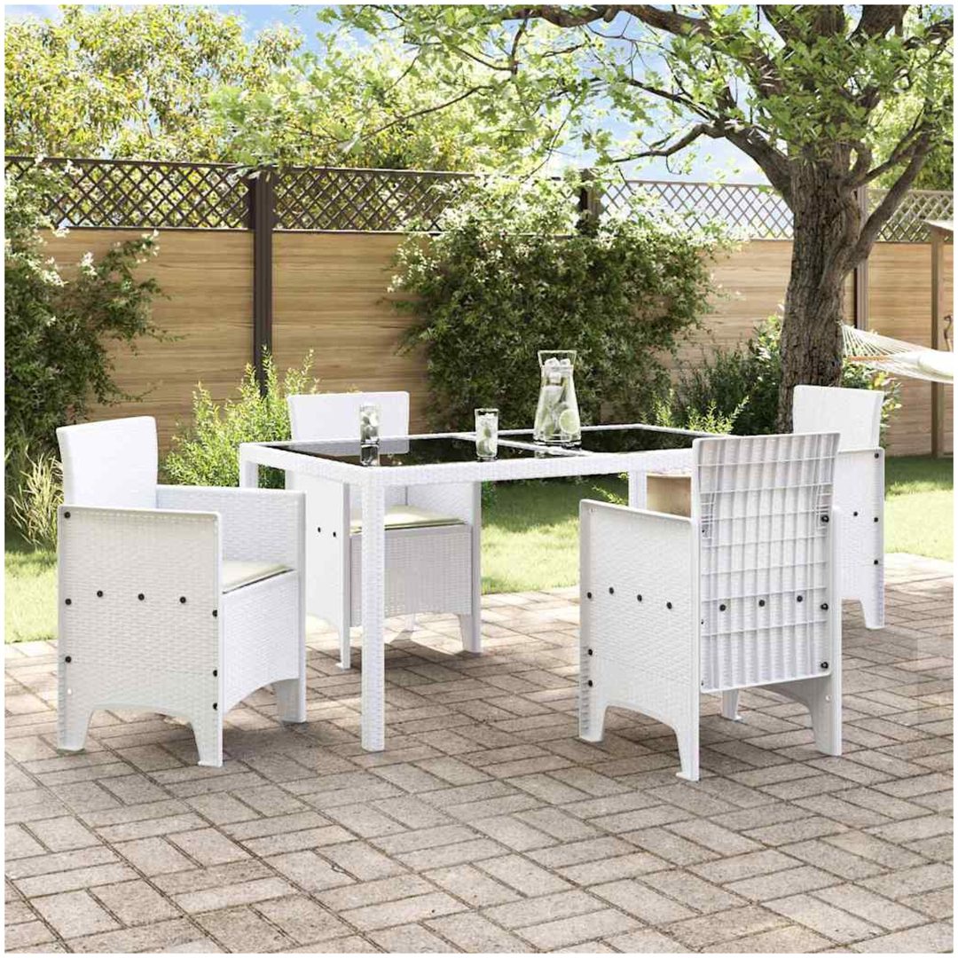 trädgårdsstolar med kuddar 4 st Vit Poly Rattan vidaXL 53 x 49 x 85 cm – bild 3