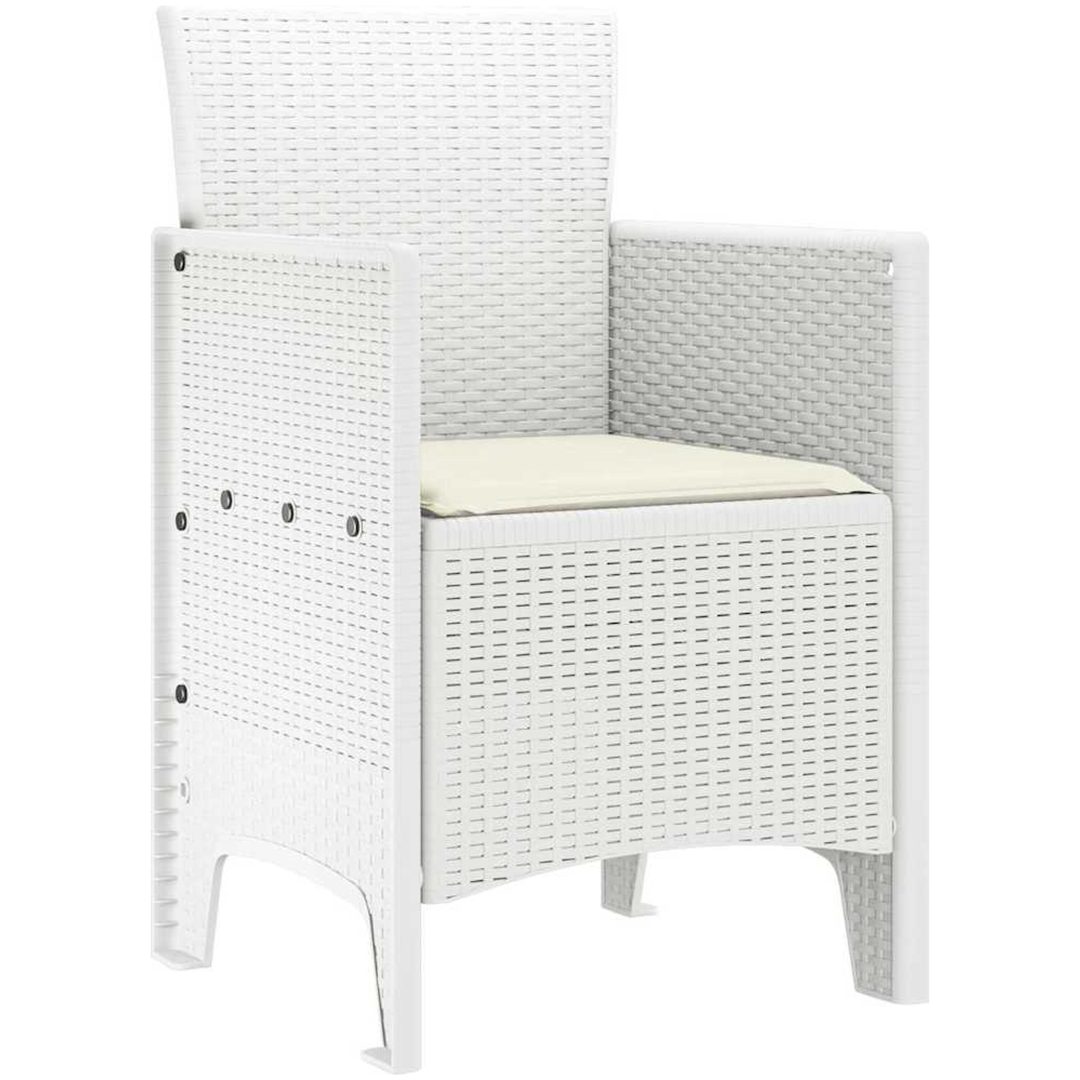 trädgårdsstolar med kuddar 4 st Vit Poly Rattan vidaXL 53 x 49 x 85 cm – bild 4