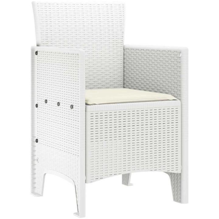 trädgårdsstolar med kuddar 4 st Vit Poly Rattan vidaXL 53 x 49 x 85 cm – bild 4