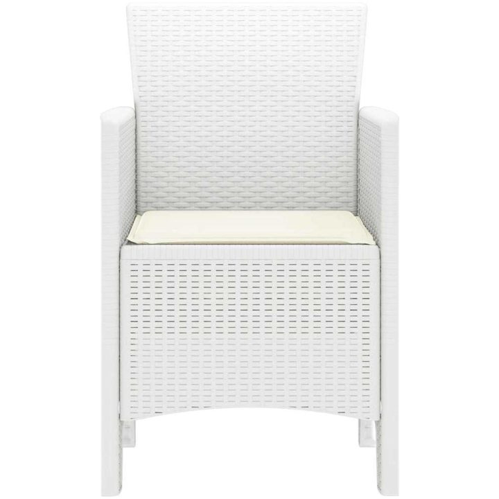 trädgårdsstolar med kuddar 4 st Vit Poly Rattan vidaXL 53 x 49 x 85 cm – bild 6
