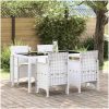 trädgårdsstolar med kuddar 4 st Vit Poly Rattan vidaXL 53 x 49 x 85 cm – miniatyr 1