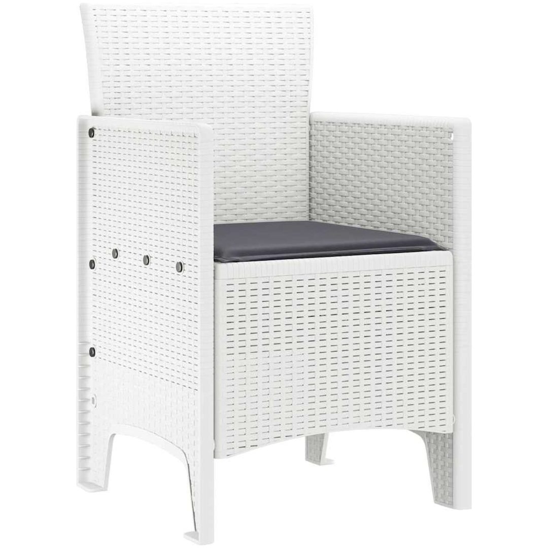 Trädgårdsstolar med kuddar 4 st Vita Poly Rattan vidaXL 53 x 49 x 85 cm – bild 4