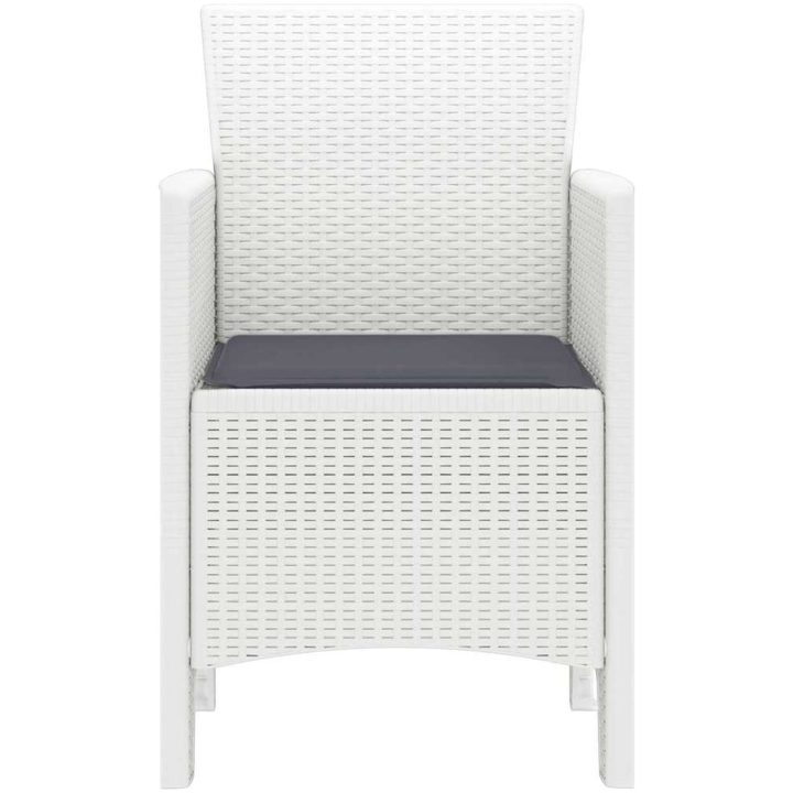 Trädgårdsstolar med kuddar 4 st Vita Poly Rattan vidaXL 53 x 49 x 85 cm – bild 6