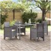 Trädgårdsstolar med Kuddar Set om 4 Ljusgrå Poly Rattan vidaXL 53 x 49 x 85 cm – miniatyr 3