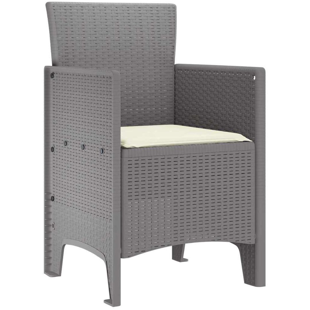 Trädgårdsstolar med Kuddar Set om 4 Ljusgrå Poly Rattan vidaXL 53 x 49 x 85 cm – bild 4
