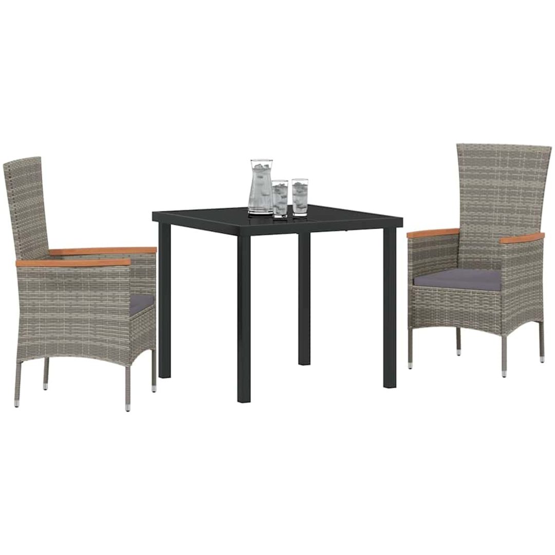 Trädgårdsstolar med kudde 3 pcs Grå vidaXL 80 x 80 x 73 cm – bild 3