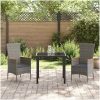 Trädgårdsstolar med kudde 3 pcs Grå vidaXL 80 x 80 x 73 cm – miniatyr 4