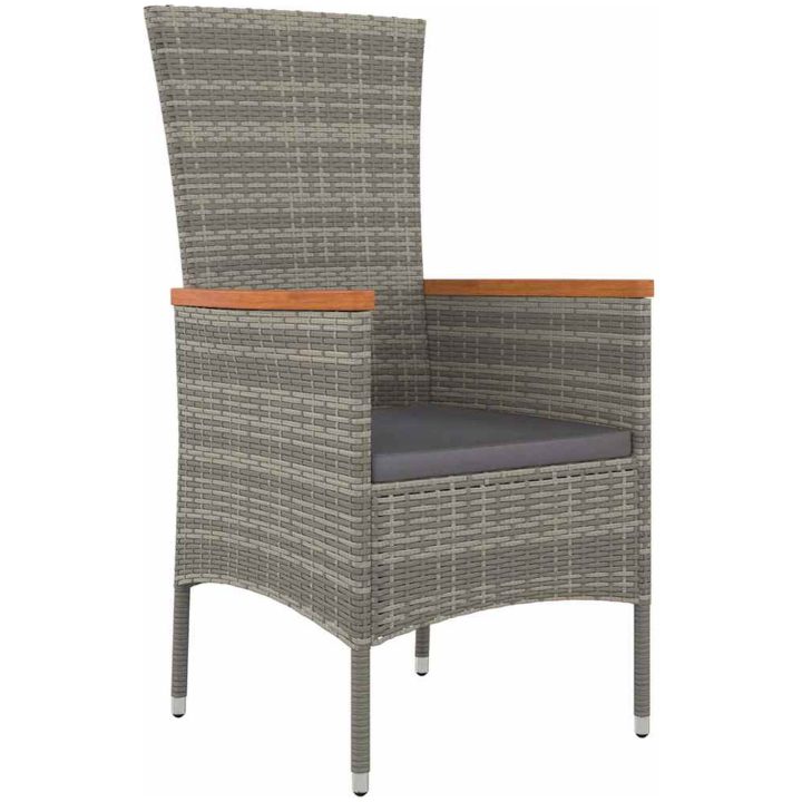 Trädgårdsstolar med kudde 3 pcs Grå vidaXL 80 x 80 x 73 cm – bild 6