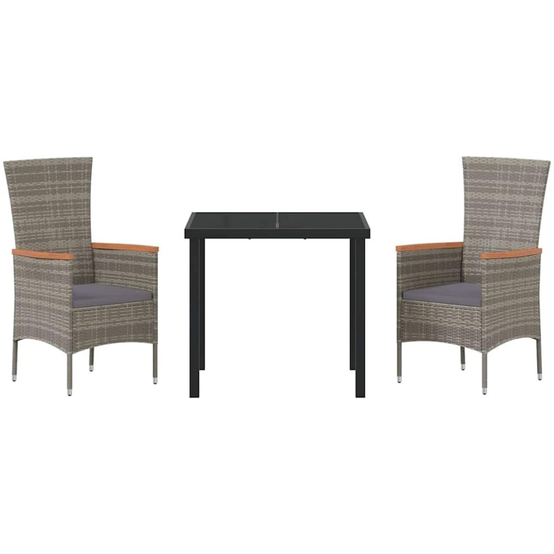 Trädgårdsstolar med kudde 3 pcs Grå vidaXL 80 x 80 x 73 cm – bild 7