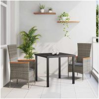 Trädgårdsstolar med kudde 3 pcs Grå vidaXL