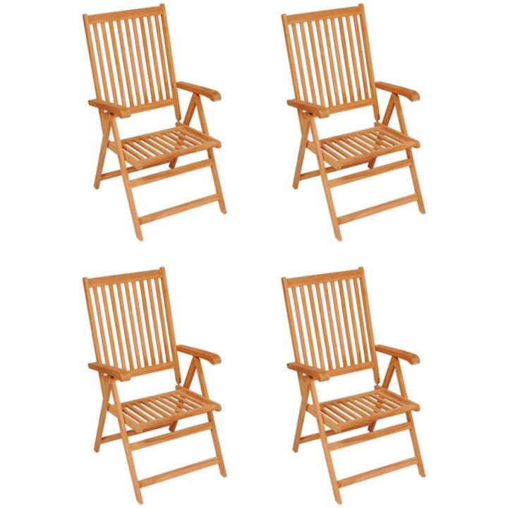 Trädgårdsstolar med kungsblåa dynor 4 st massiv teak vidaXL – bild 2