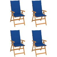 Trädgårdsstolar med kungsblåa dynor 4 st massiv teak vidaXL