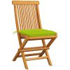 Trädgårdsstolar med ljusgröna dynor 2 st massiv teak vidaXL – miniatyr 2