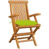 Trädgårdsstolar med ljusgröna dynor 3 st massiv teak vidaXL – miniatyr 2